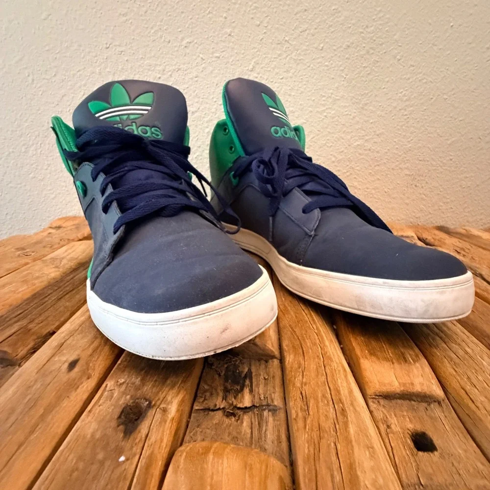 Adidas Originals Hard Court Hi Big Logo Navy Blue Green Mens Shoes  Size 12